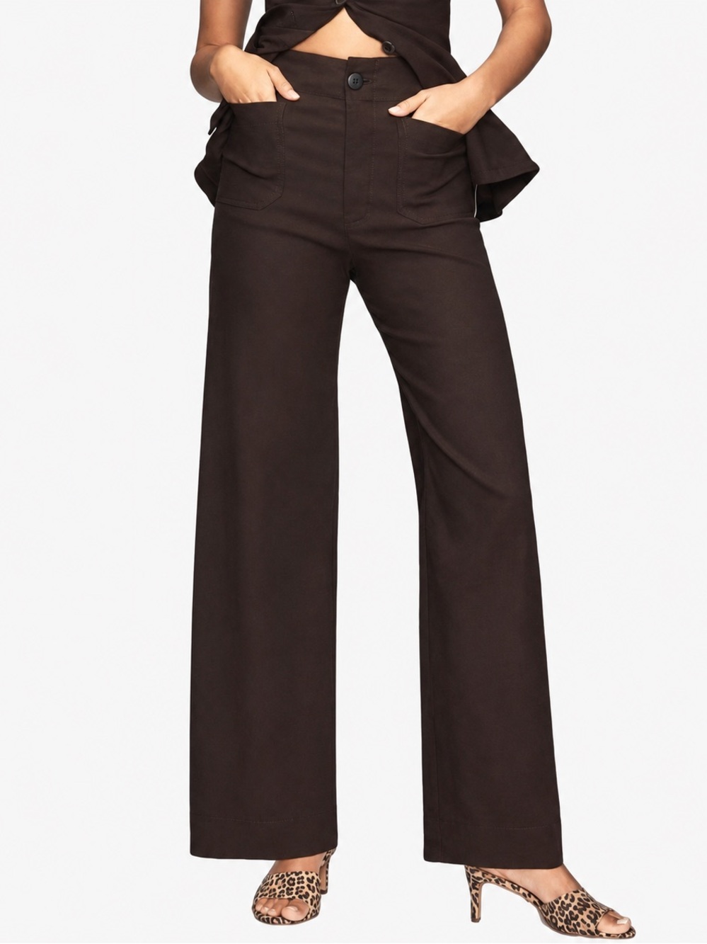 Anthropologie Maeve The Colette Full Length Brown Pants Womens Size 33 Tall